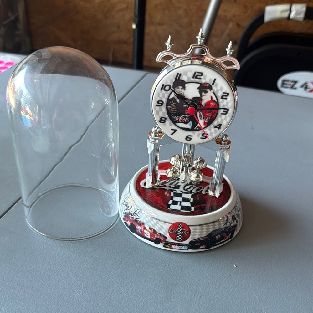 Coca-Cola Racing Clock with Silver Accents